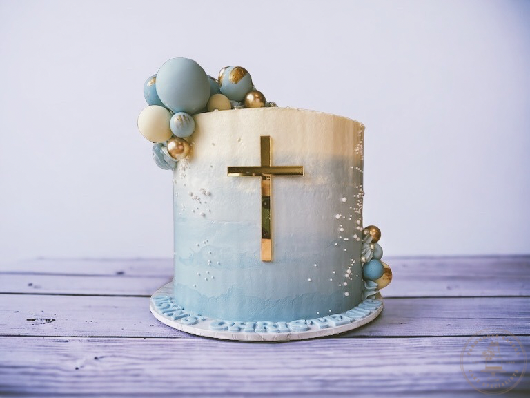 Ombre christening cake