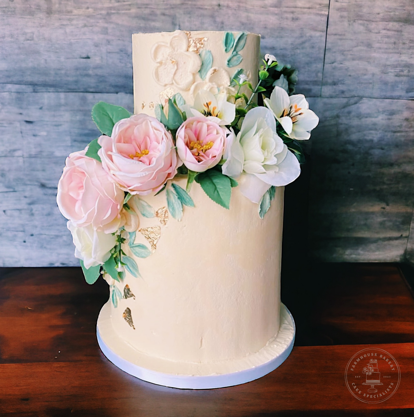 Floral two tiered cake